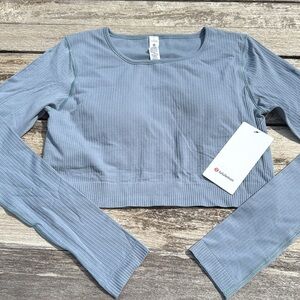 Lululemon‎ Ebb to Street Long-Sleeve Shirt chambray blue size 6 NWT